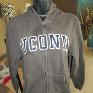 UCONN HUSKIES CHARCOAL GRAY ZIPPERED HOODIE YOUTH